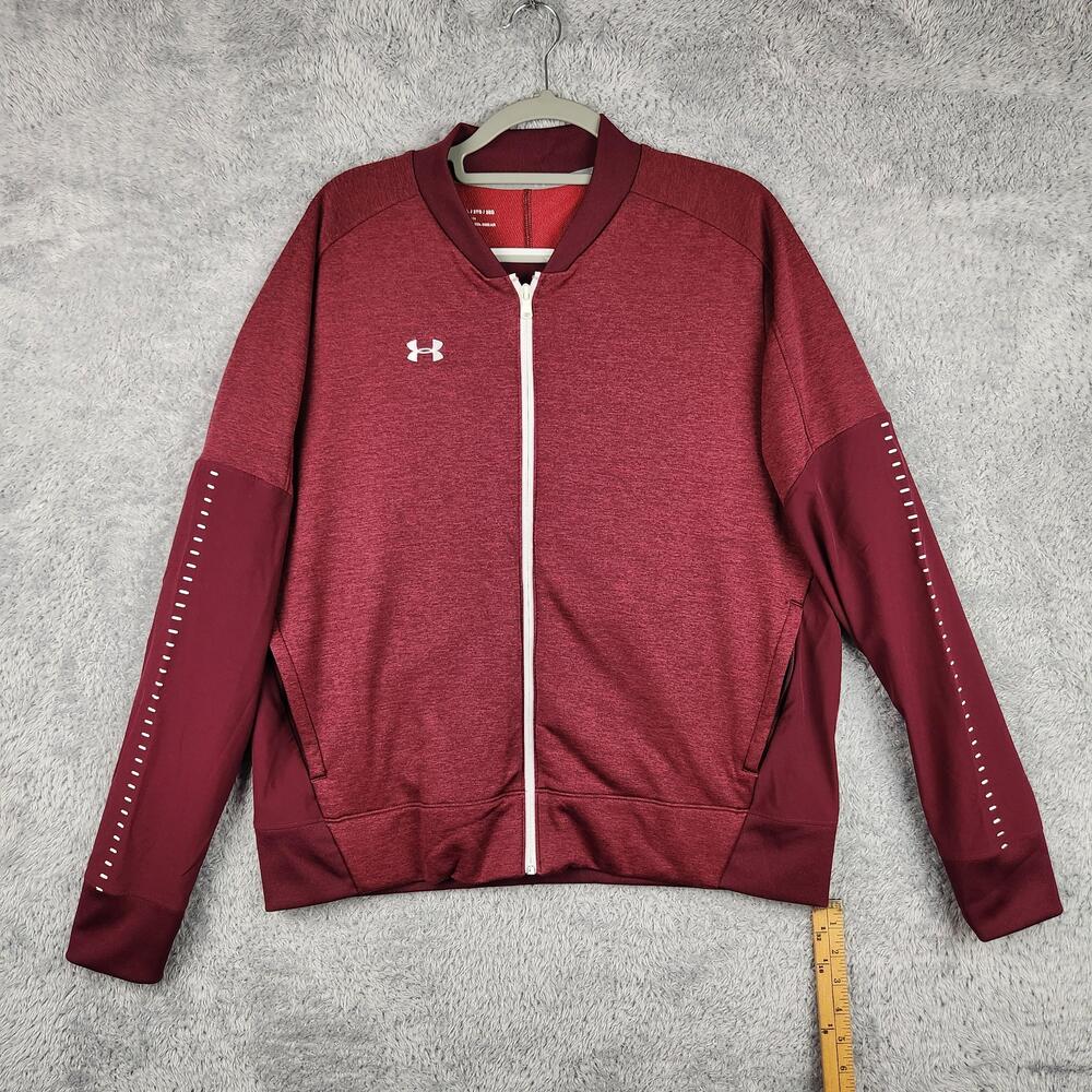 Under Armour ColdGear Jacket Mens 2XL Red Full Zip Track Reflective 1327444